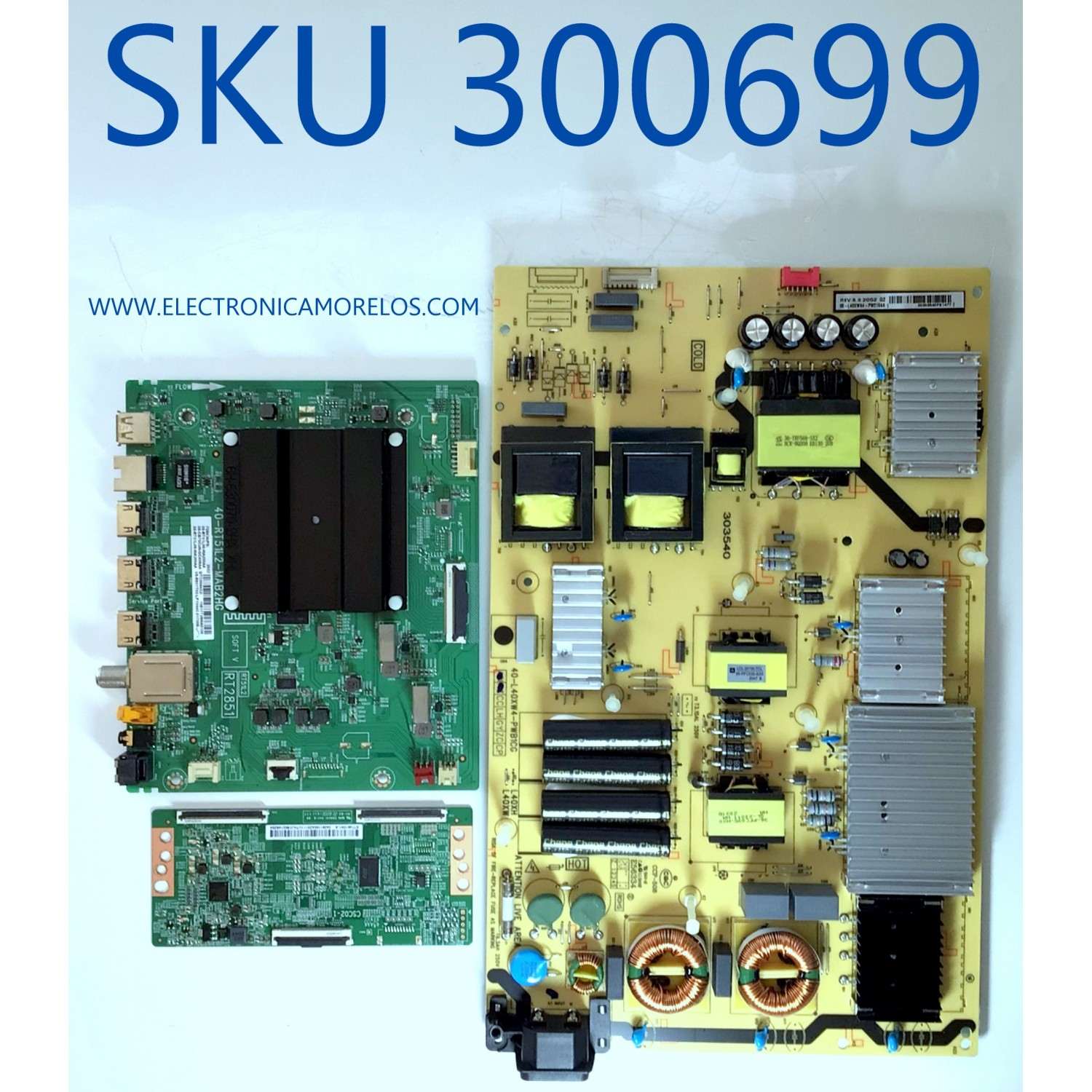 KIT DE TARJETAS PARA TV TCL / MAIN 08-CS75CUN-OC406AA / 40-RT51L2-MAB2HG / FUENTE 08-L40XWA4-PW210AA / 40-L40XW4-PWB1CG / T-CON 34291100AZ / CSC02-1 / PANEL LVU750NDEL / MODELO 75S434